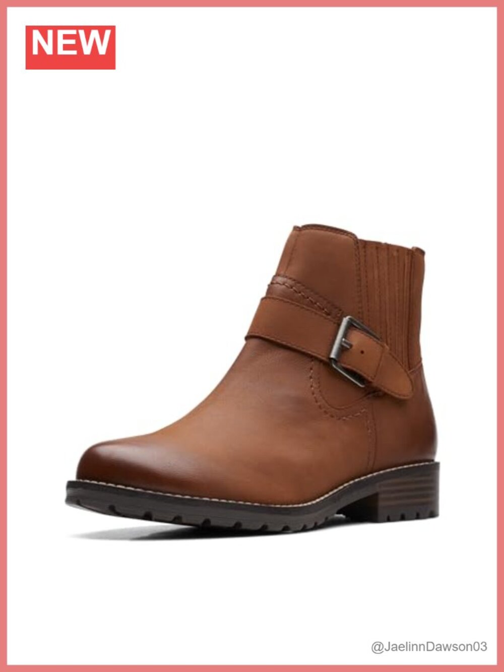 Clarks Leather Ankle Bootie Block Heel Zip Closure